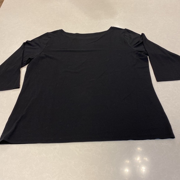 Garnet Hill Boatneck Black 3/4 Sleeve Knit Top New Without Tags - Picture 4 of 6